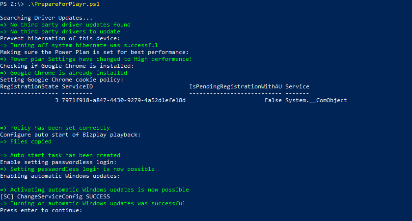 Screenshot; powershell results